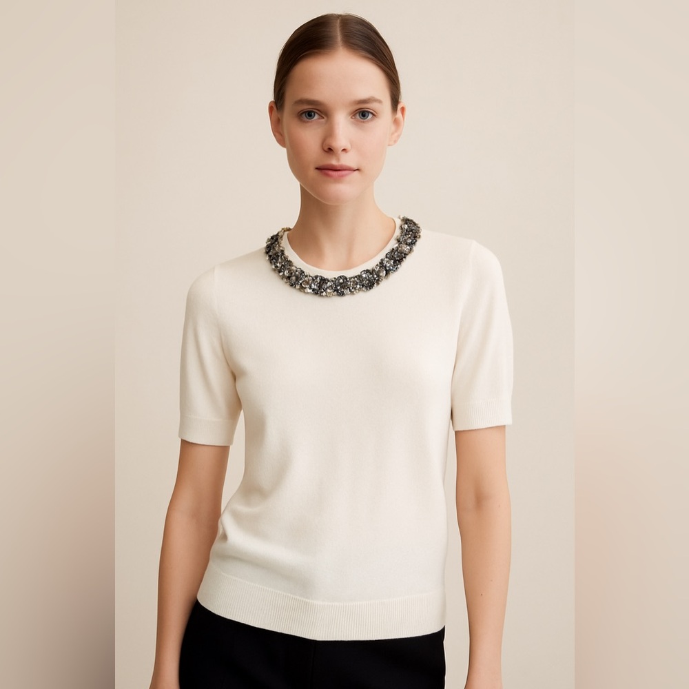 Zara Beaded Knit Holiday Top